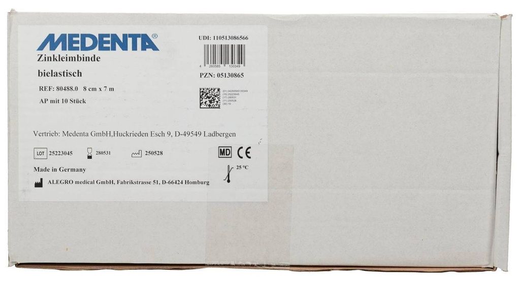 Gebrauchsfertige Zinkleimbinde 8 cm x 7 m kühlend bei Produktbild 