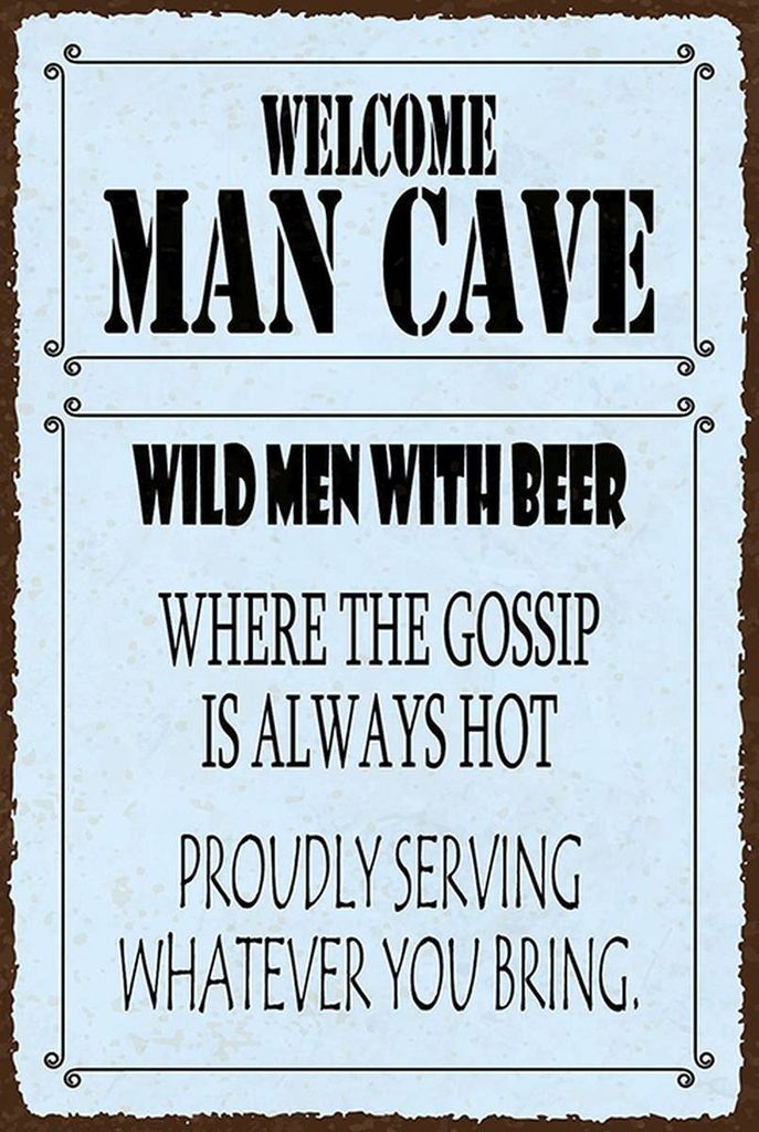 vianmo Holzschild 18x12 cm welcome man cave wild men with Beer