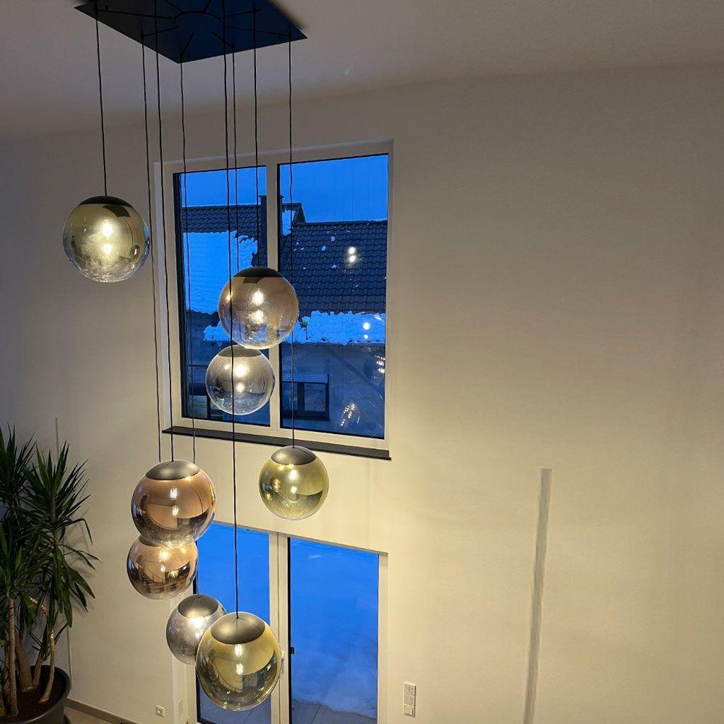 s.luce Progress XL Galerieleuchte 8-flammig mit Modular Baldachin Galerielampe Gold Runder Baldachin in Weiß Rund