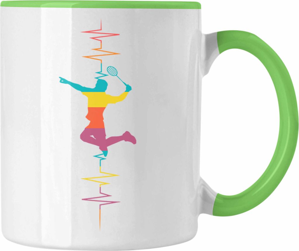 Trendation - Lustige Handball-Tasse Herzschlag Grafik Geschenk für Handballspieler (Grün)