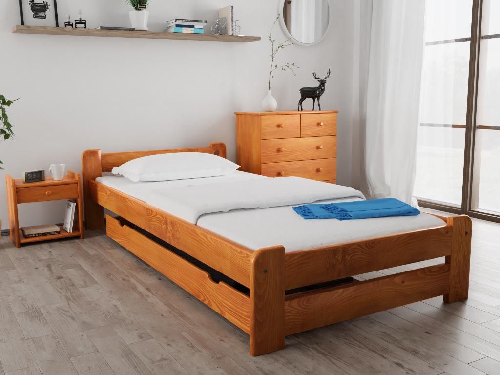 Bett Emily 80 x 200 cm, Erle Matratze: Matratze Deluxe 10 cm, Lattenrost: Mit Lattenrost