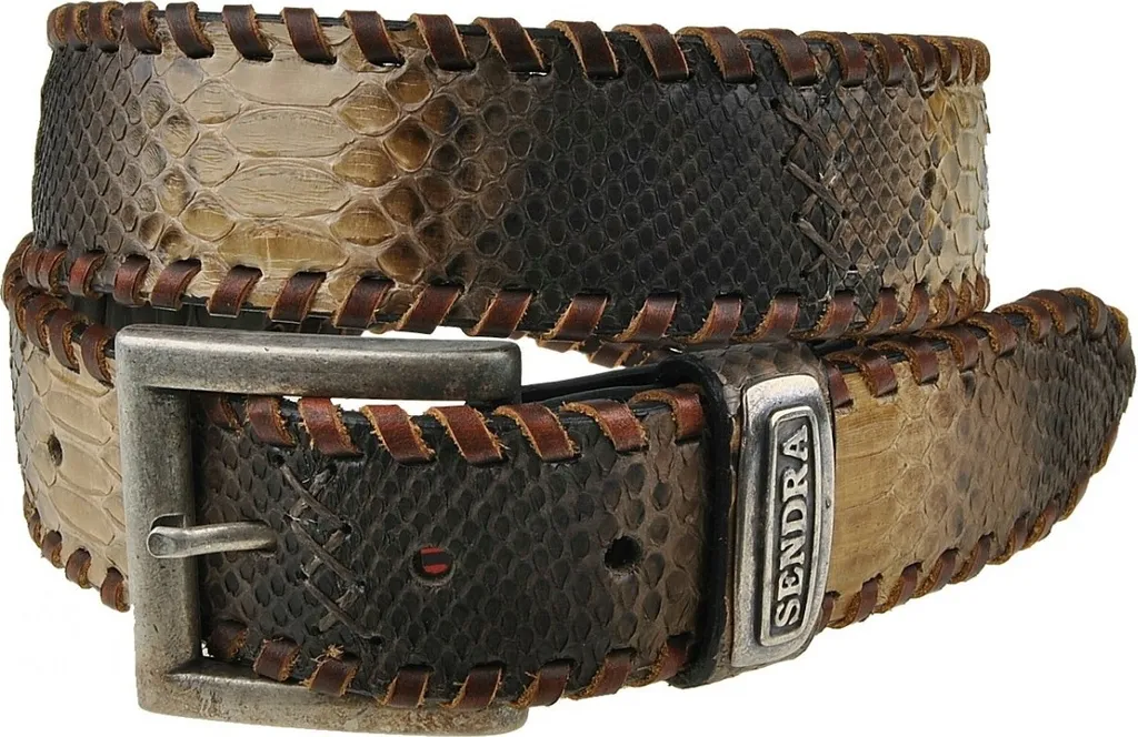 Ceinture Sendra 1009 Marron en Serpent Véritable Faite à la Main