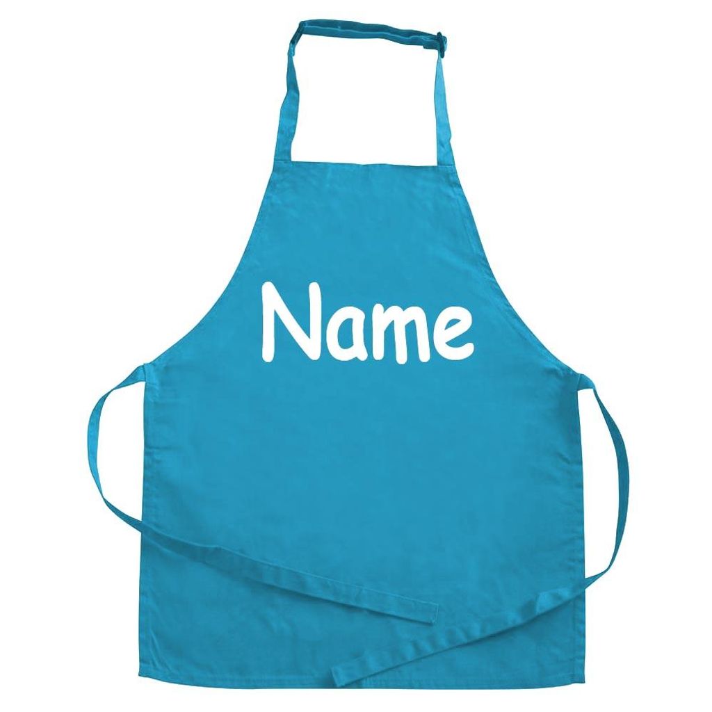 Personalisierte Schürze mit NAME bedruckt Kochschürze zum Backen, Kochen, Malen für Kinder und Erwachsene.Farbe:Türkis,Größe:3-6 Jahre