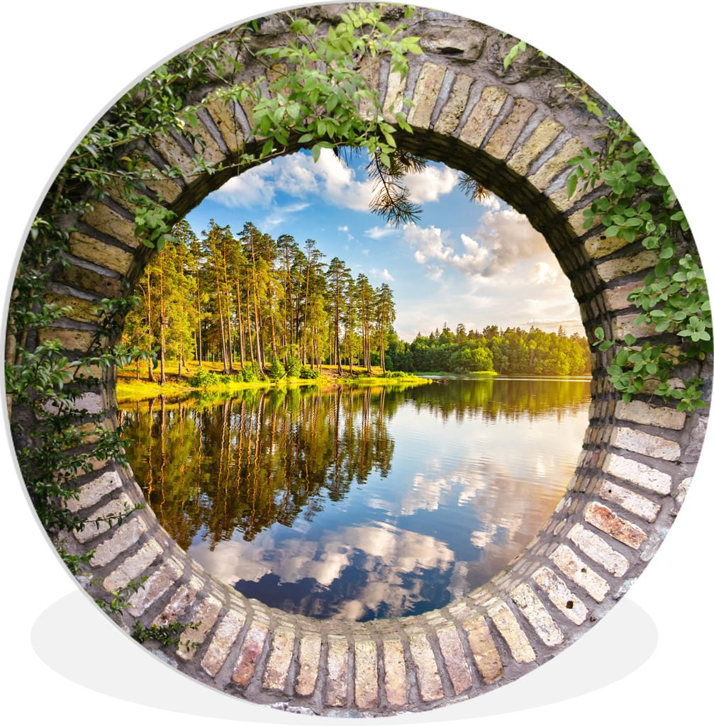 MuchoWow Rundes Wandbild - Runde Bilder Bäume - Wasser - Aussicht Ø 30 cm Kreis Wanddekoration Kunststoff - Wandkreis - Wandschmuck - Schlafzim...