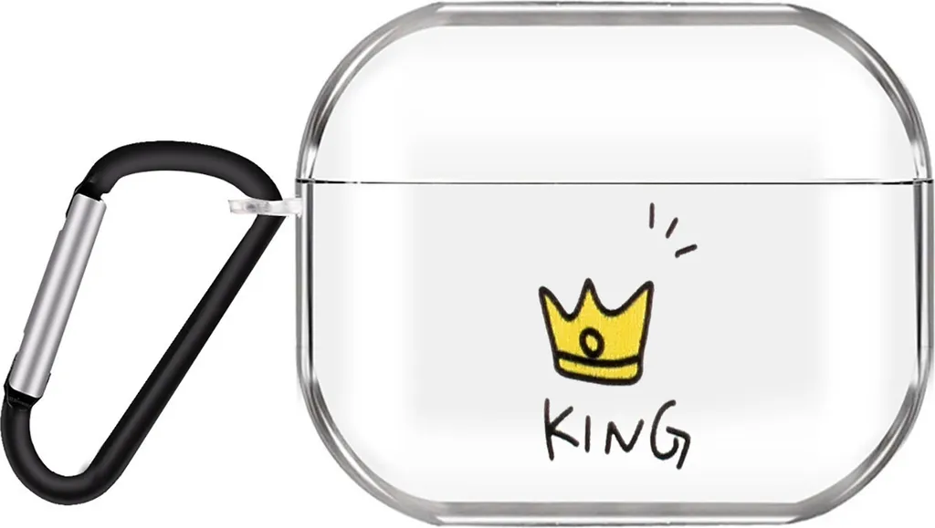 Per AirPods Pro Custodia per cuffie Cartoon Clear Headphone Shell con gancio in metallo Protezione completa 11 Corone