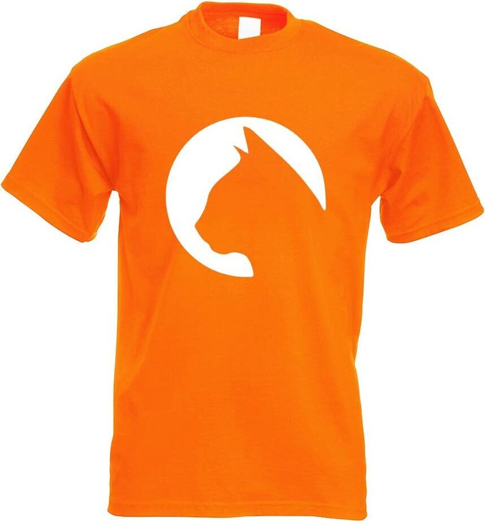 Kiwistar - T-Shirt - orange - Katzenkopf Cat Head Motiv Bedruckt Funshirt Design Print - mit Motiv Bedruckt - Funshirt Design - Sport - Freizeit - ...