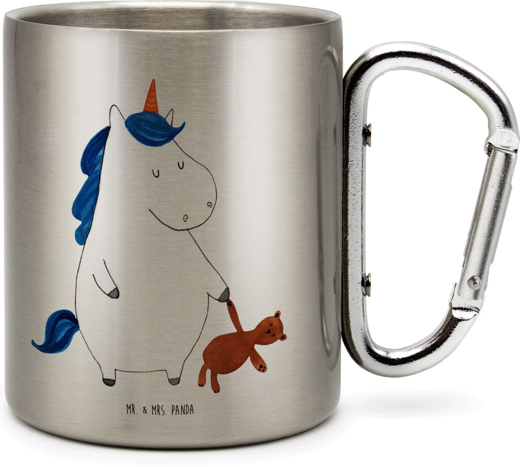 Mr. & Mrs. Panda Thermobecher Einhorn Teddy - Transparent - Geschenk, Freundin, Gute Nacht, thermotasse, Becher Aus Edelstahl, Einhörner, Unicorn,...