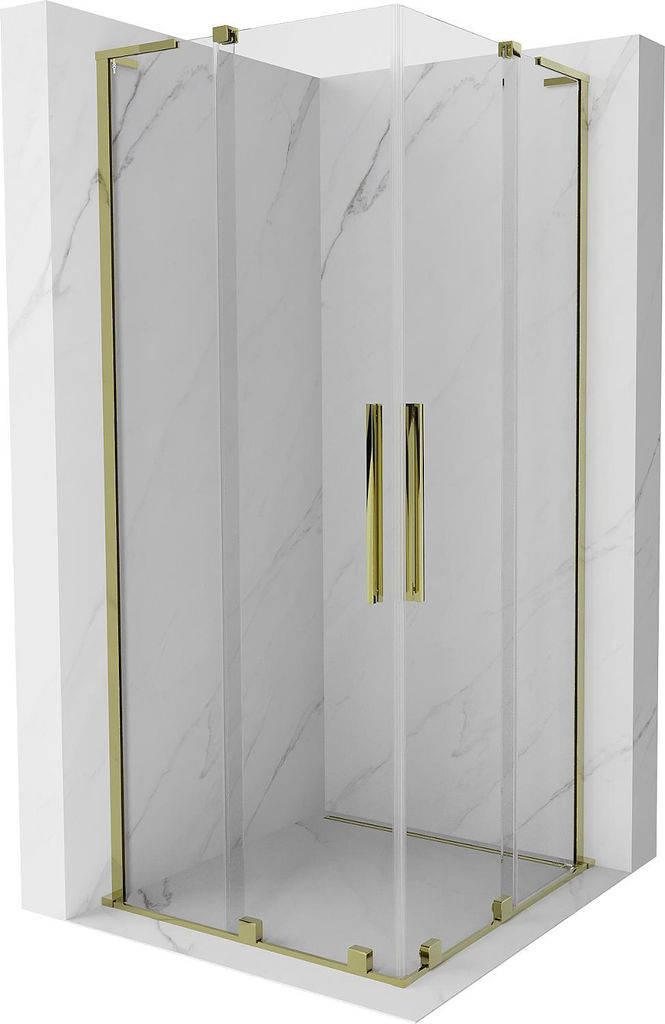 Mexen Velar L Duo Duschkabine Schiebetür 90 x 90 cm, transparent, gold - 871-090-090-02-03-50