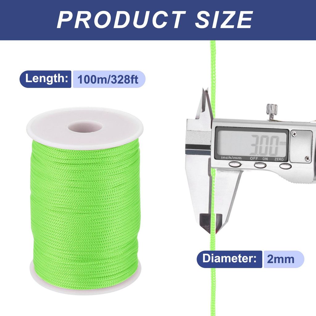 Polypropylen-Seil 2mm Polypropylenseil 10Om PP Flechtleine Textilseil Leine Nylonschnur Schnur Rei?feste Rope Kunststoffseil fš¹r W?scheleine Cam...