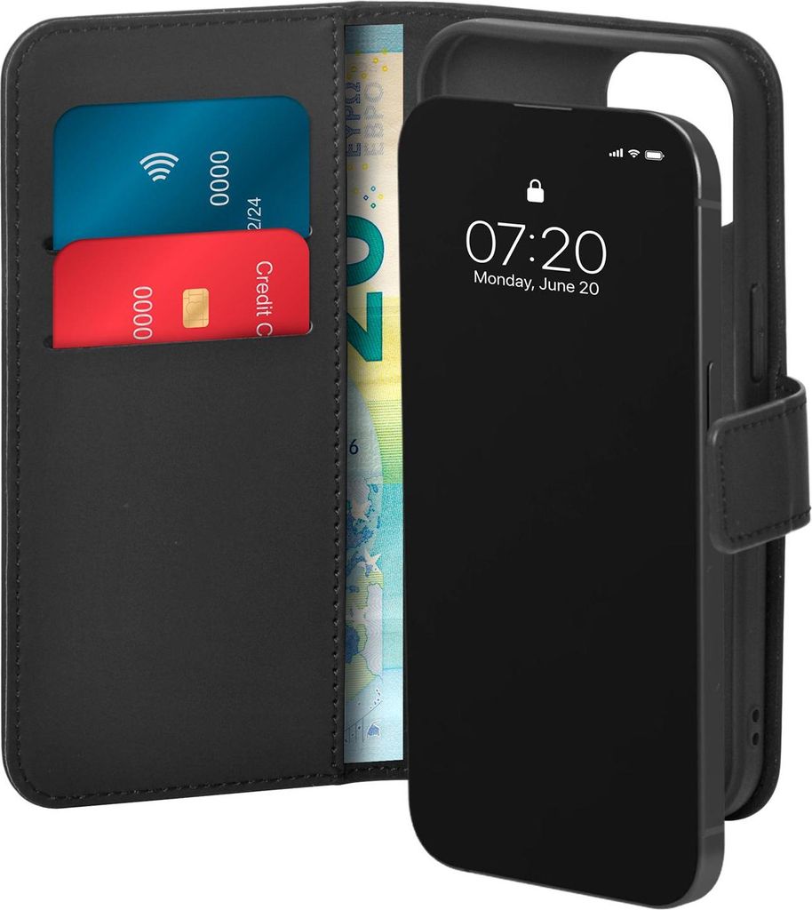 SBS Case Wallet Stand for iPhone 15, Schwarz Handyhülle