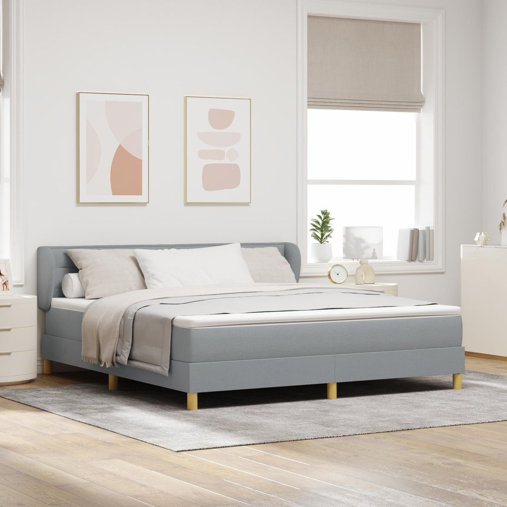Design new Polsterbett Boxspringbett mit Matratze Hellgrau 180x200 cm Stoff - Bettrahmen - Klassische Betten cloris60512