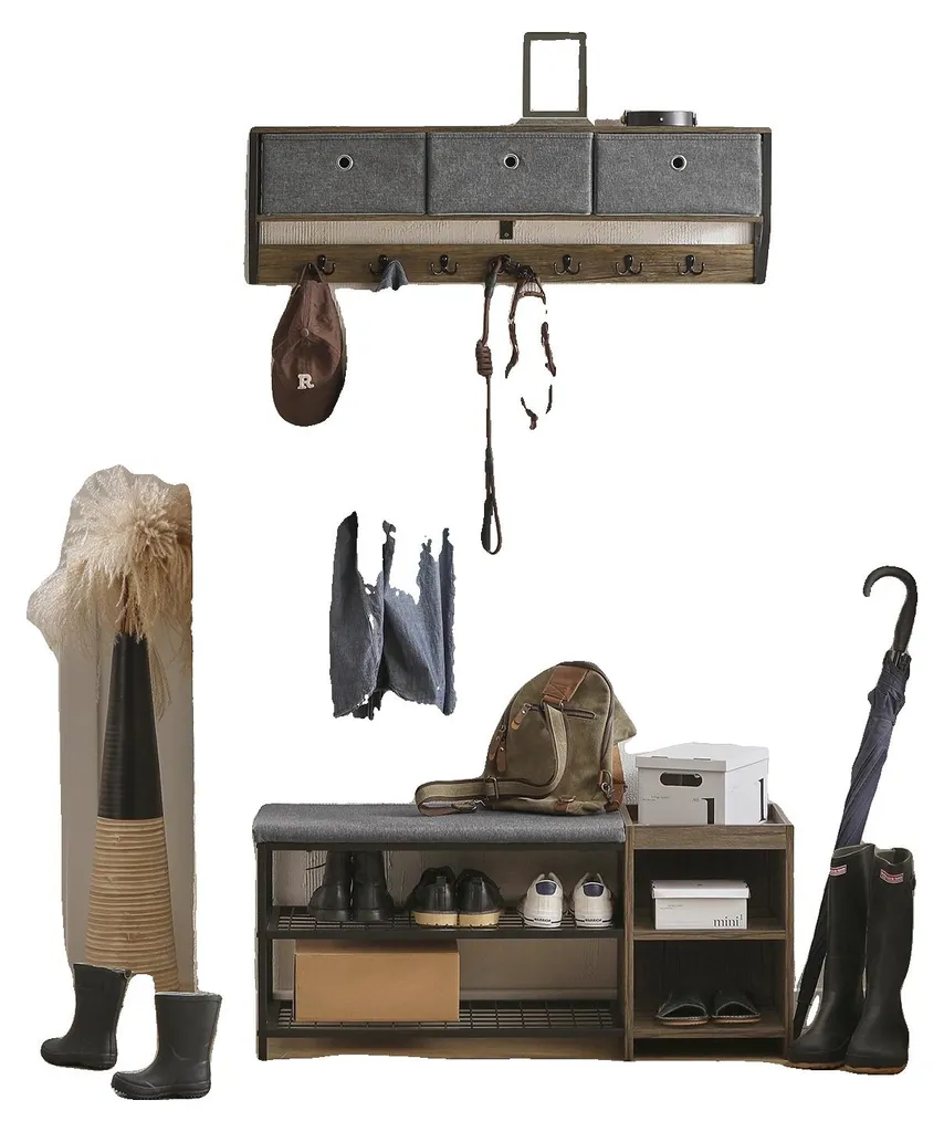 Rangement mural durable gris foncé, penderie en métal robuste 120cm design