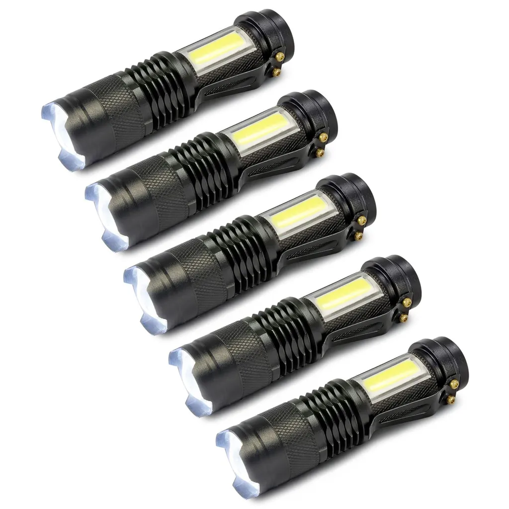 Lampe torche LED rechargeable lot de 5 avec éclairage latéral COB puissant