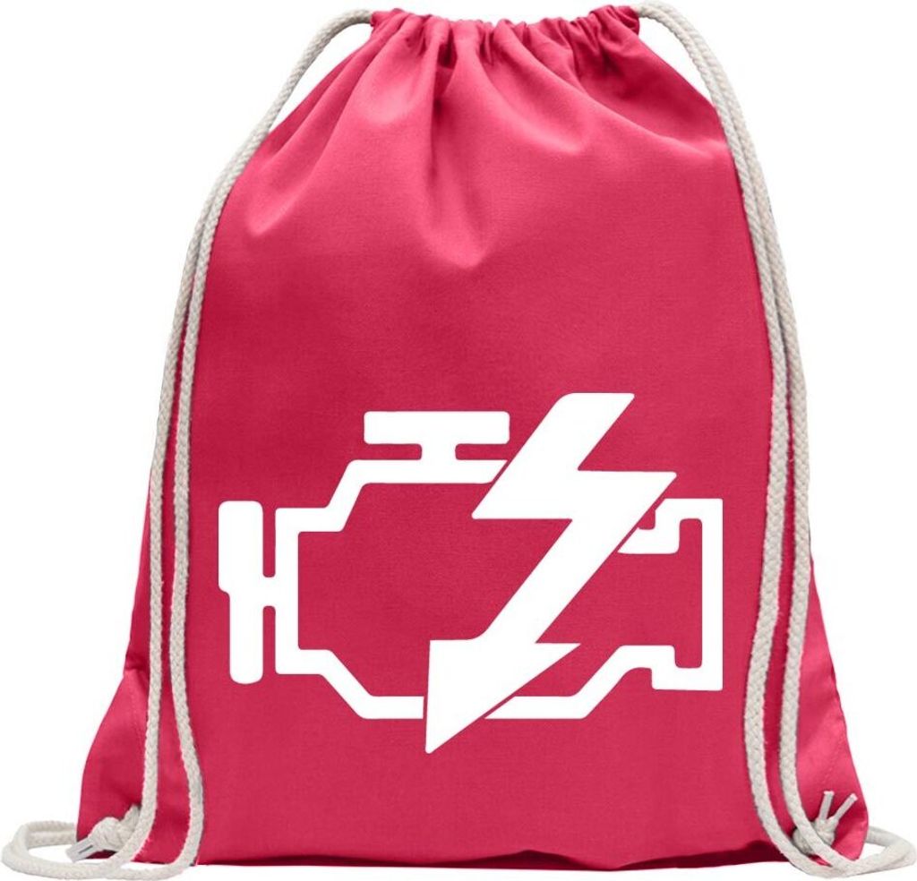 Kiwistar - Turnbeutel - pink - Motorkontrollleuchte - Fun Rucksack Sport Beutel Gymsack Baumwolle mit Ziehgurt