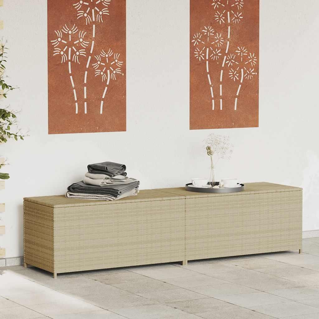 vidaXL Záhradná truhlica béžová 469L Poly ratan Obrázok produktu 