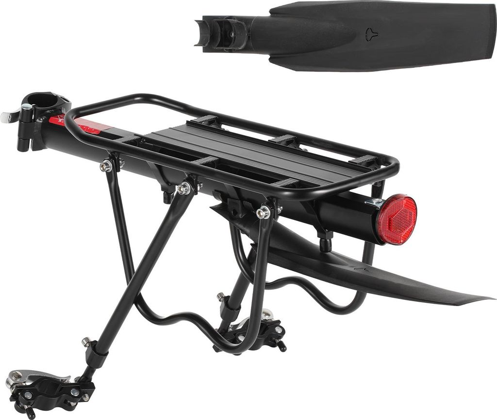 Faziango Fahrrad Gepäckträger verstellbar mit Reflektor und Schutzblech, bis 50 kg belastbar, für 24-29 Zoll MTB, Alu