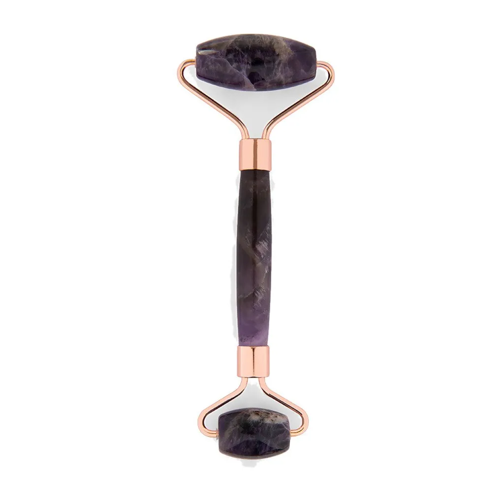 Double Roller Visage en Améthyste Véritable - Masseur Facial Drainage