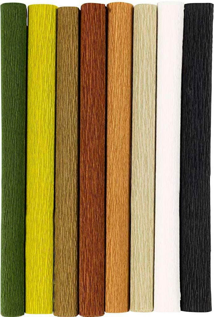Krepppapier Natur 8 Stück, 180% Kreppanteil, zum Basteln von Papierblumen