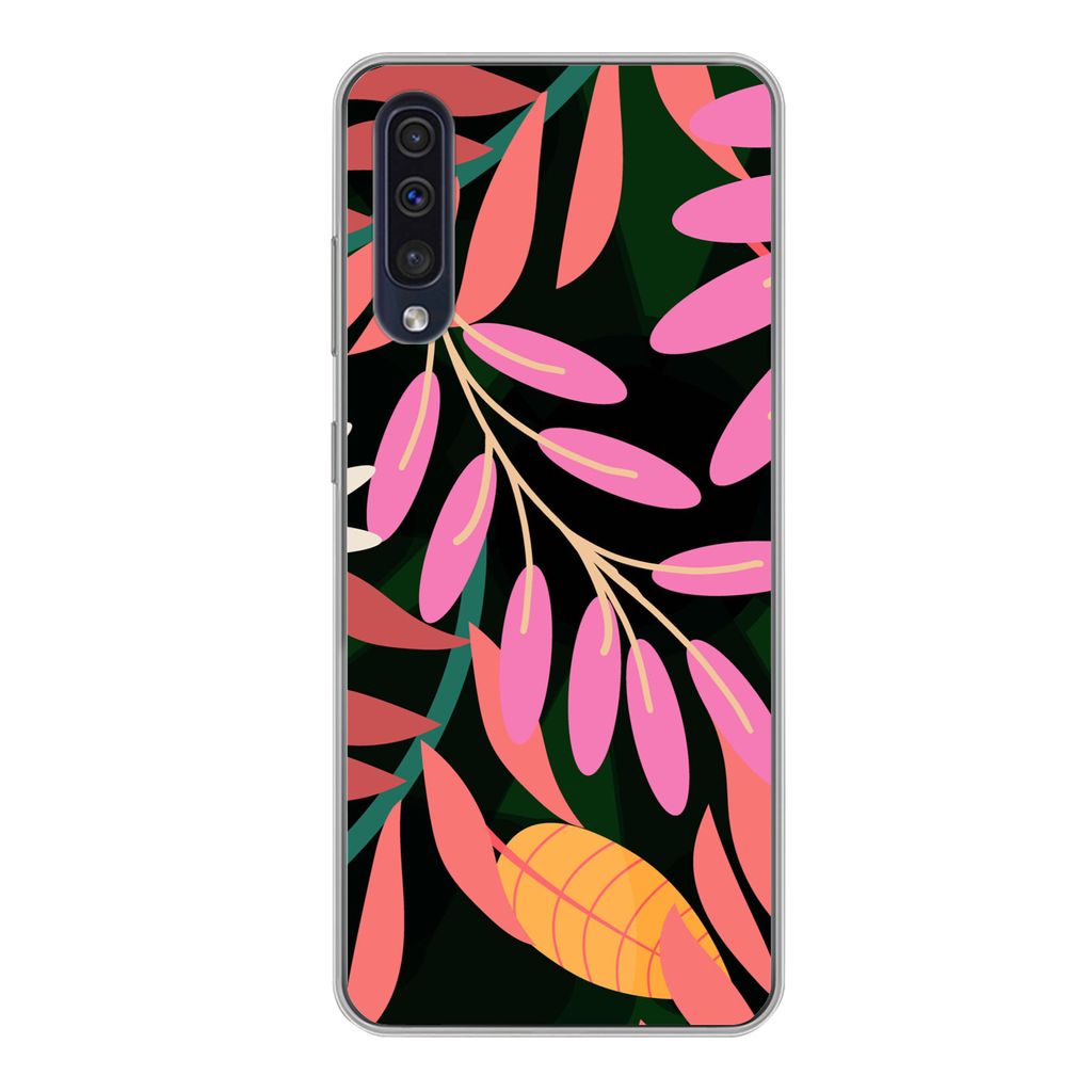 MuchoWow Handyhülle Schutzhülle Hülle für Samsung Galaxy A50 Tropisch - Blumen - Muster Silikon Softcase Handy Hülle - Mobiltelefonhülle