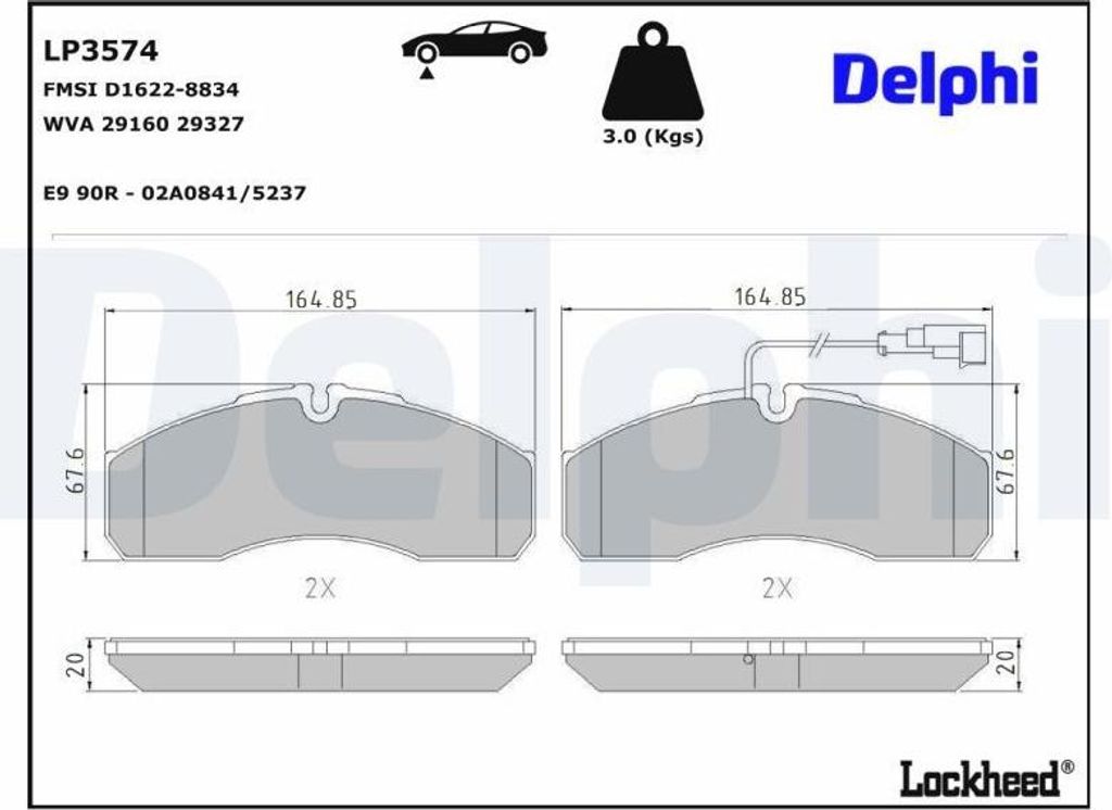 DELPHI Bremsbeläge Satz Vorne Bremsklötze für NISSAN Cabstar (F24M, F24W) LP3574