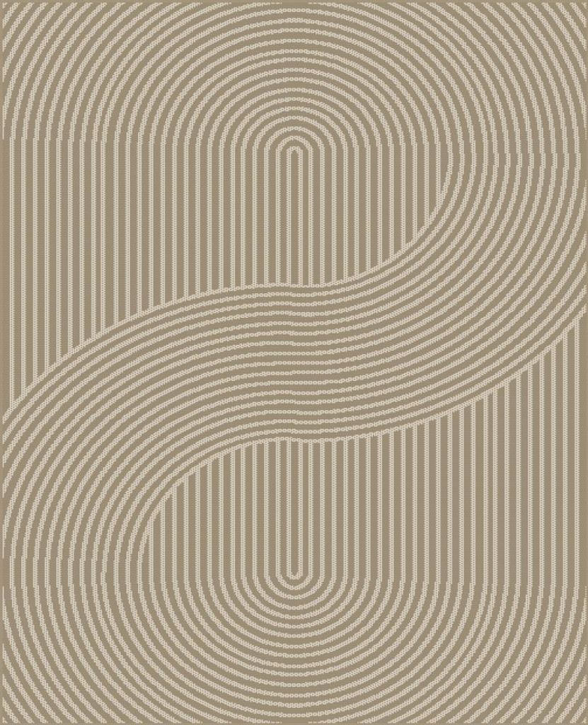 Teppich Outdoor grafisches Linienmuster wetterfest Terrasse Balkon Beige Größe - 240 x 340 cm