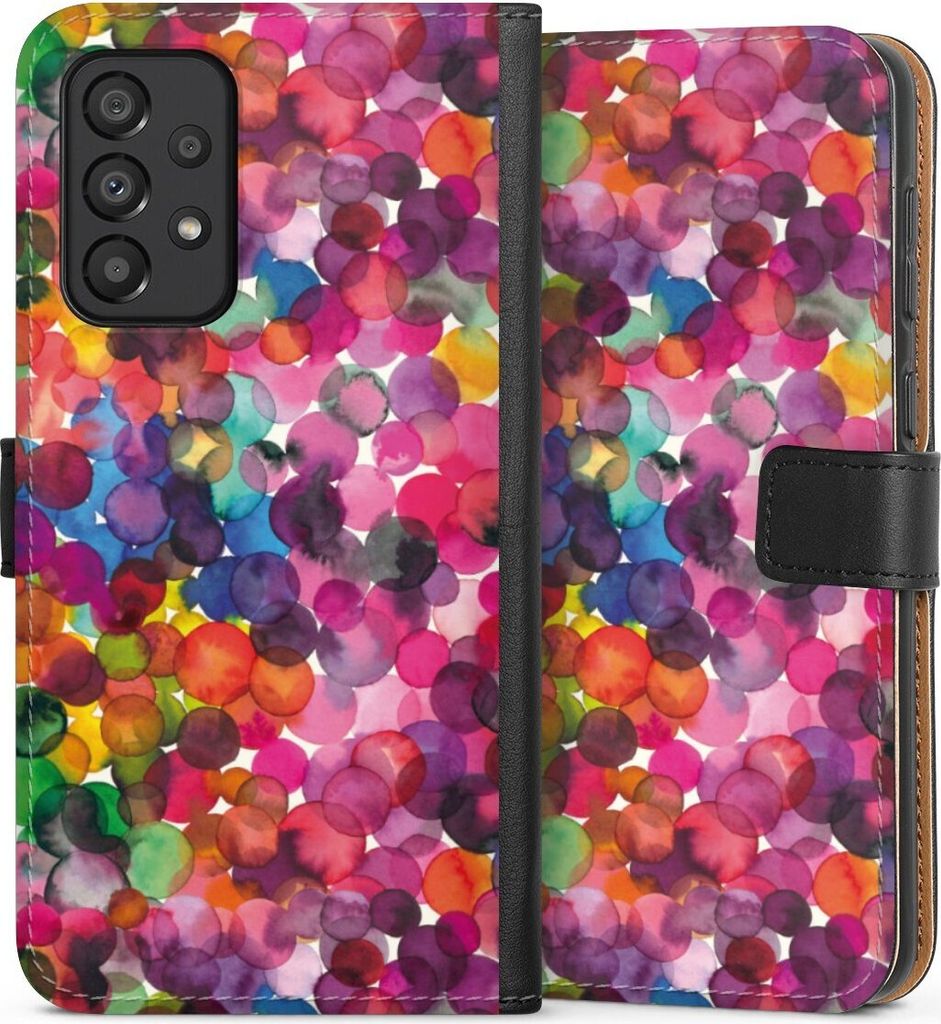 DeinDesign Klapphülle für Samsung Galaxy A33 5G Handytasche Lederhülle Tasche Punkte Wasserfarbe bunt