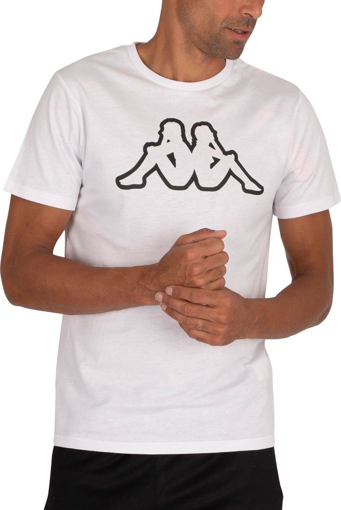 Kappa Herren Logo Cromen Slim T-Shirt, Weiß S