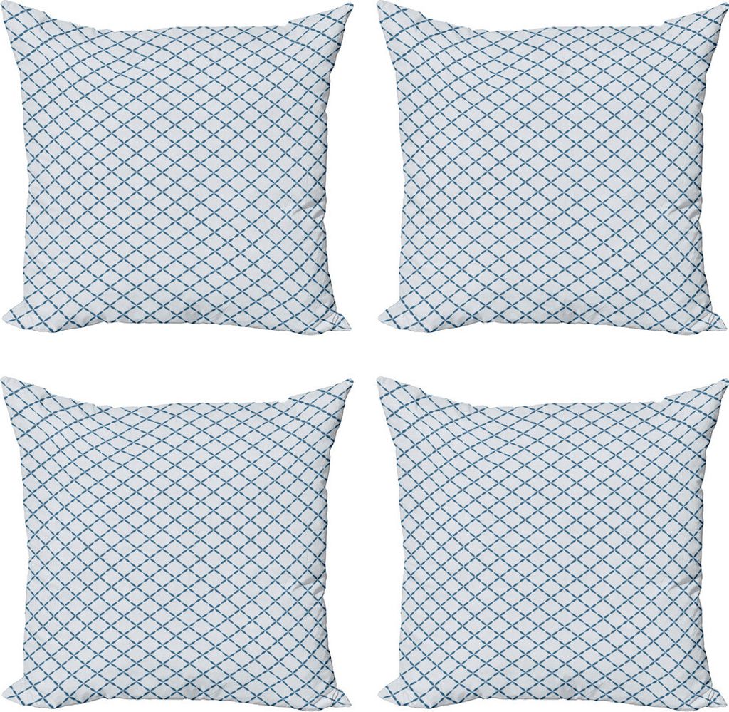 ABAKUHAUS Gitter Kissenbezug Set (4 Stück), Lattice Wie Nostalgic, Moderner Doppelseitiger Digitaldruck, 60 cm x 60 cm, Blassblau Weiß