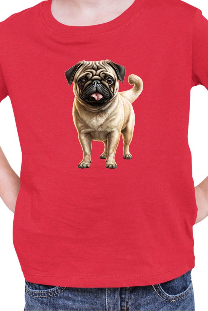 Kinder T-Shirt Dogs Breeds Pug Dog Breed 007, 12-13 Jahr - 152 / Rot