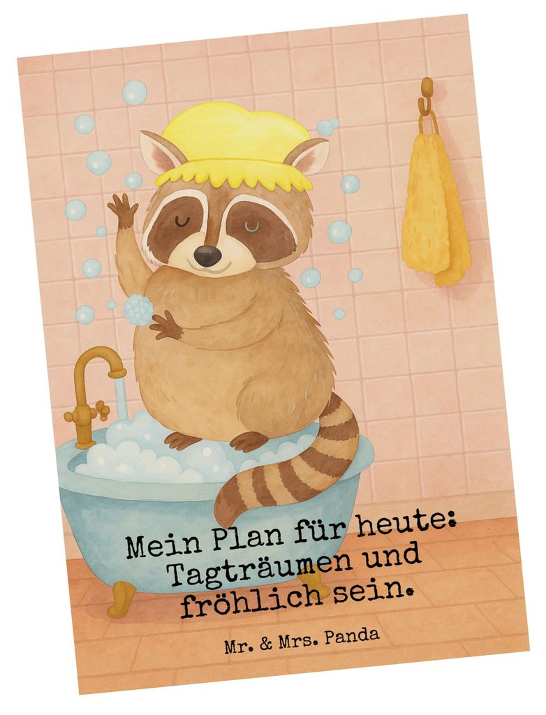 Mr. & Mrs. Panda Postkarte Waschbär Design - Weiß - Geschenk, Postkarten, Grußkarte, Fotokarte, Lustige Sprüche, Ansichtskarte, Seifenblasen, W...