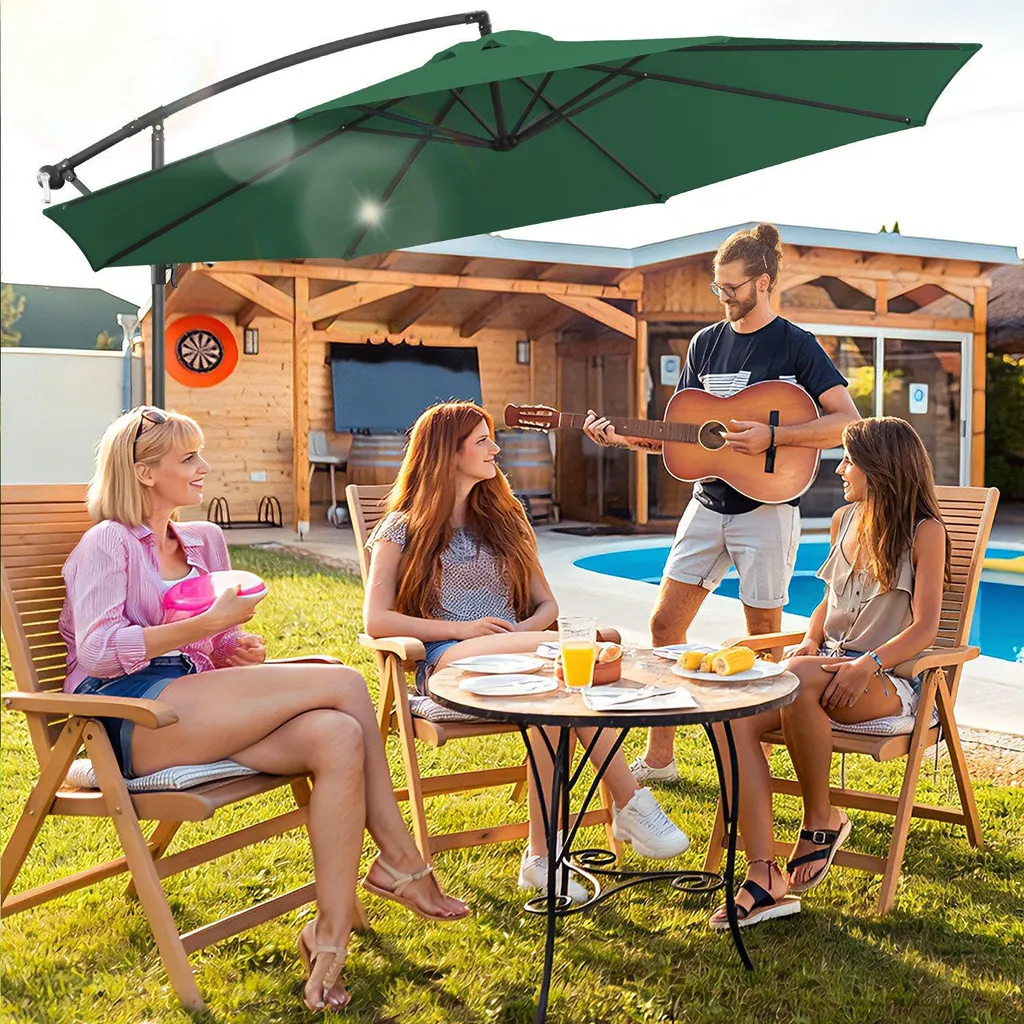 Ombrellone da Esterno Izrielar 350cm Verde - Design e Protezione UV - 12