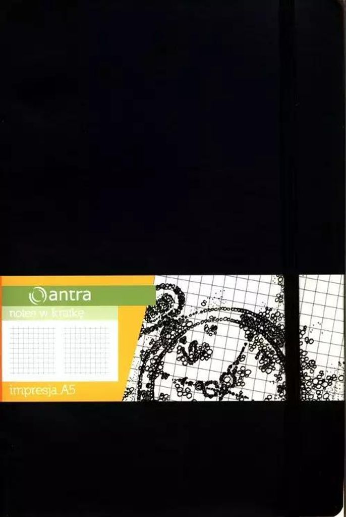 Impresja A5 Notizbuch kariert, schwarz, Ledereinband, Polnische Ausgabe, Antra Verlag, 192 Seiten, Format 14x21cm