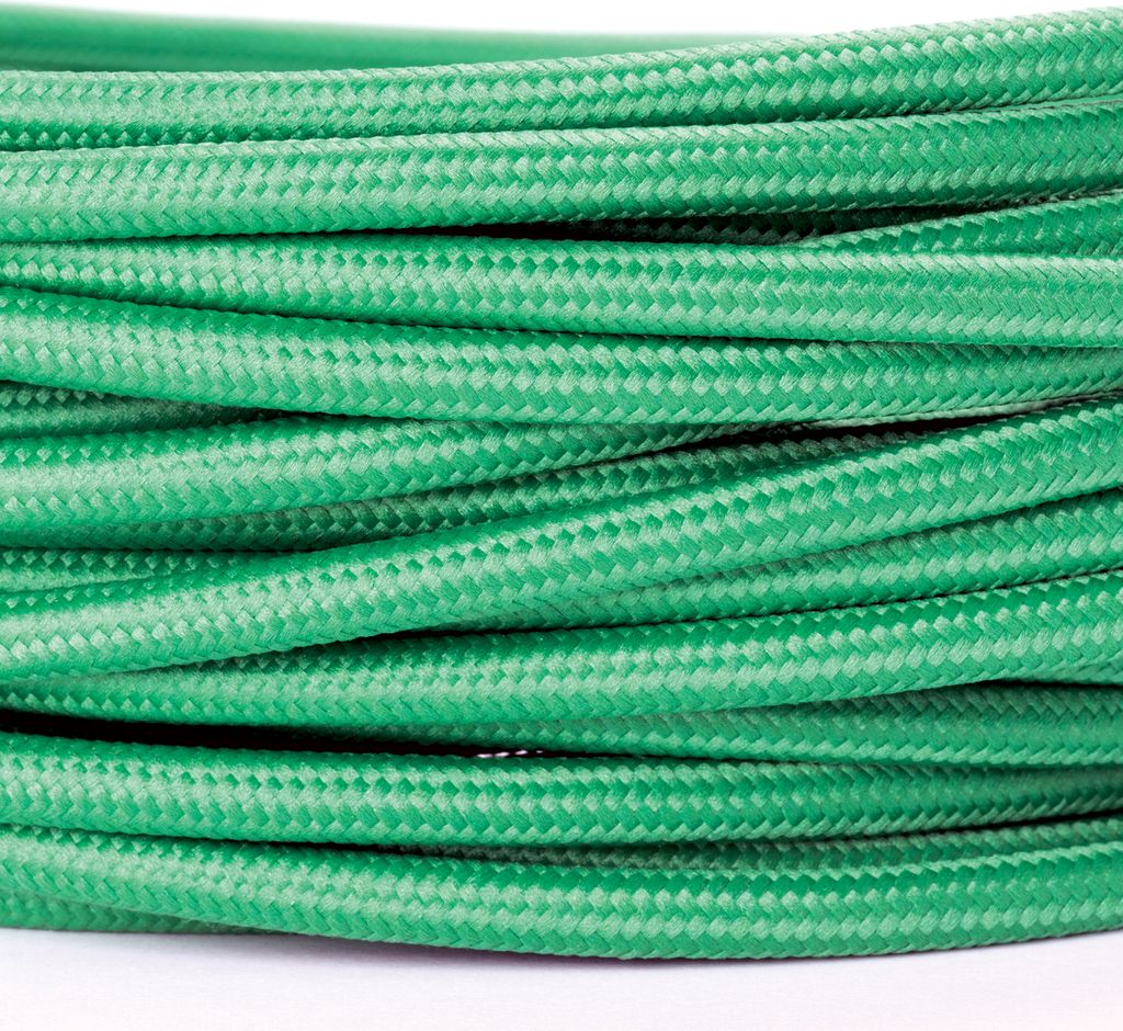 Textilkabel Lampenkabel YML 3-adrig, (3x 0,75mm) Elektrisches Kabel Textil ummantelt mit Erdleiter für Leuchten Lampen, Grün, 5m