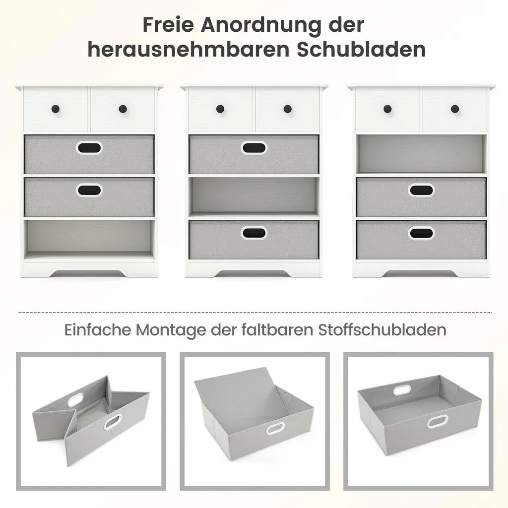 Rangement chambre et bureau, commode blanche 4 tiroirs avec bibliothèque - 4