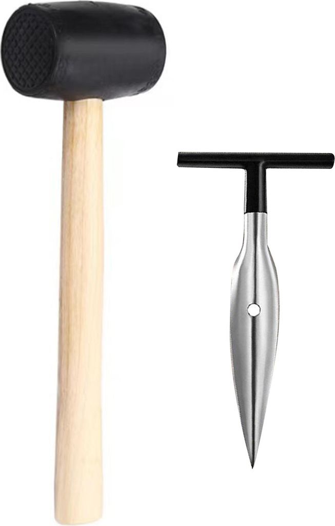 Kokosnussöffner-Set aus Edelstahl mit Kokosfleischschaber und Gummihammer (lebensmittelecht). Tragbares Kokosnussöffner-Set für Zuhause, Bar und...