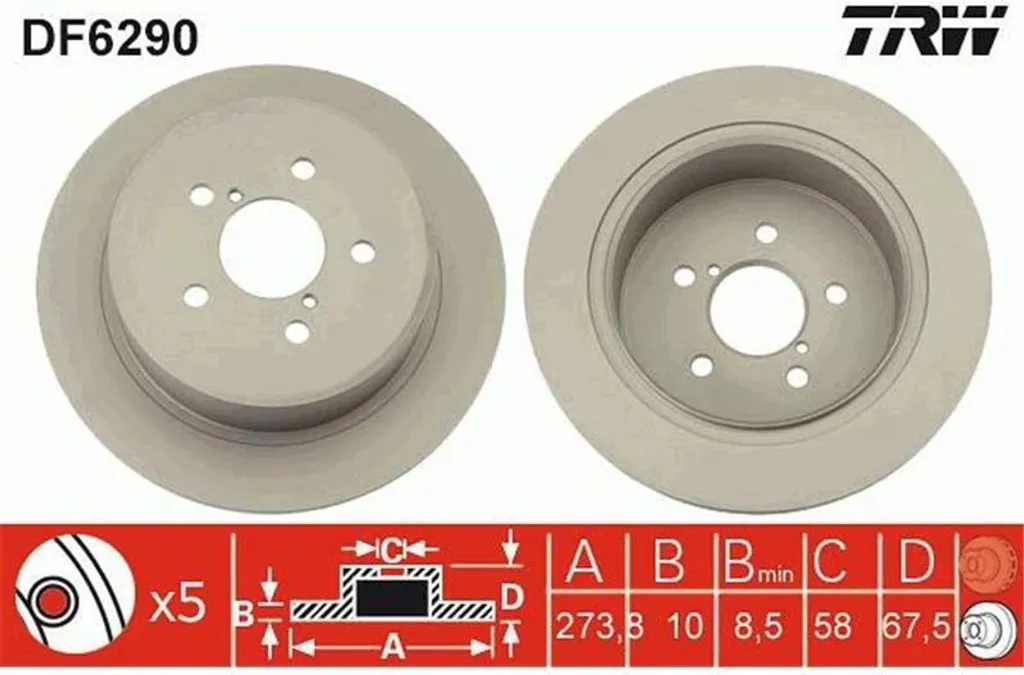 Jeu de Disques de Frein Avant Ventilés pour Subaru Legacy IV et Outback