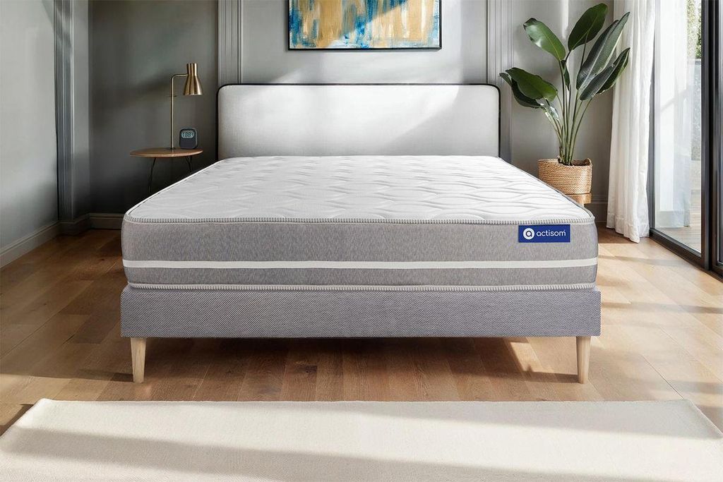 Actimemo touch matratze 120x195cm + Bettgestell mit lattenrost - Dicke : 20cm - Memory-schaum - H3