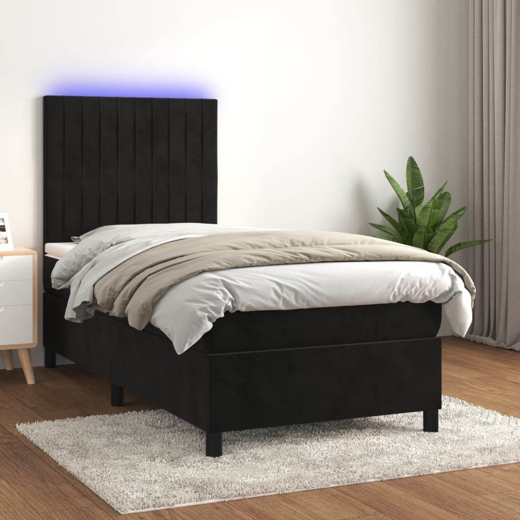 Maison Exclusive - Boxspringbett mit Matratze & LED Schwarz 100x200 cm Samt