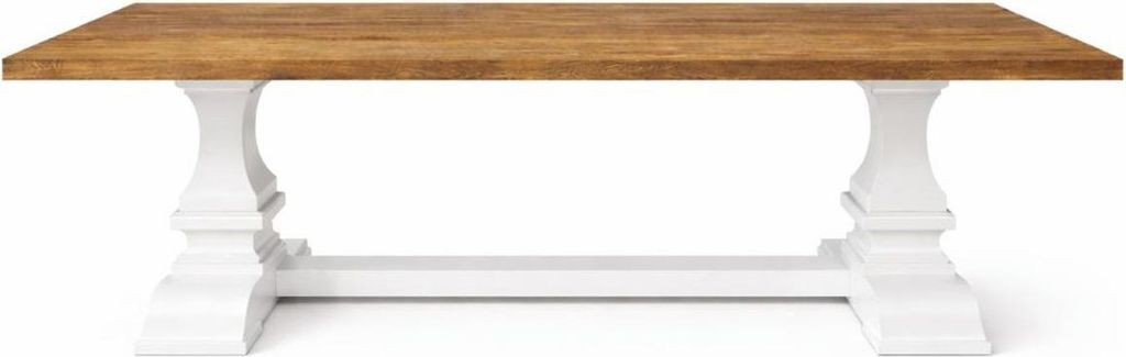 Casa Padrino Landhausstil Massivholz Esstisch Braun / Weiß 220 cm - Esszimmer Möbel