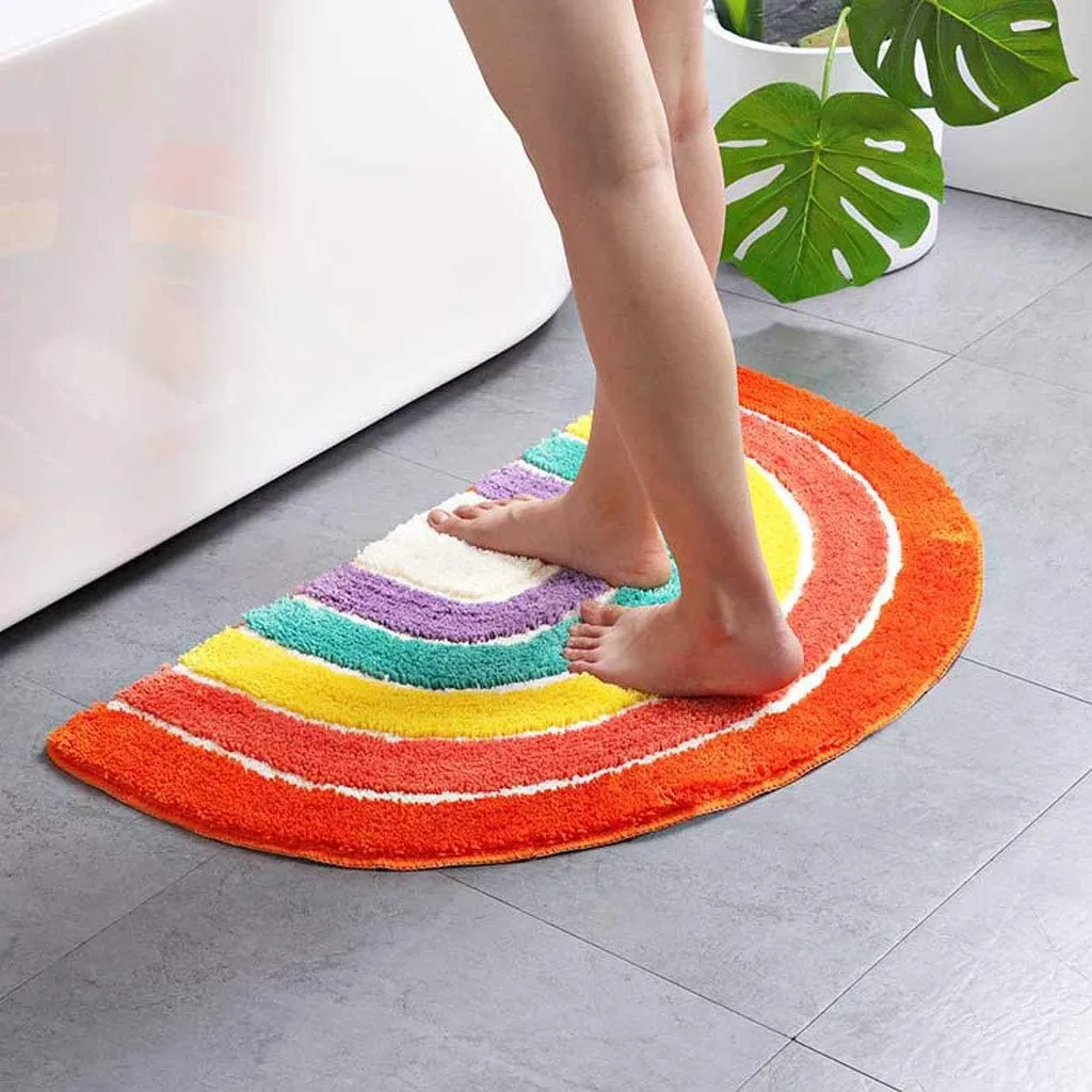 Tapis de douche demi-rond pour sortie de bain sécurisée 50 x 80 cm
