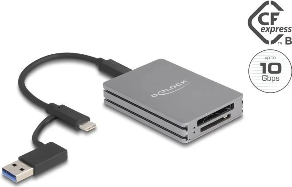 Adattatore Delock CFexpress 2.0 + SD 4.0 UHS-II V90 per Studio