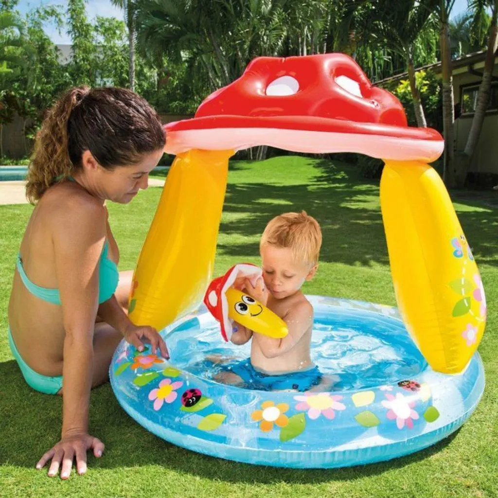Intex 57114NP Baby Pool Mushroom - Vinile Rinforzato e Fondo Soft