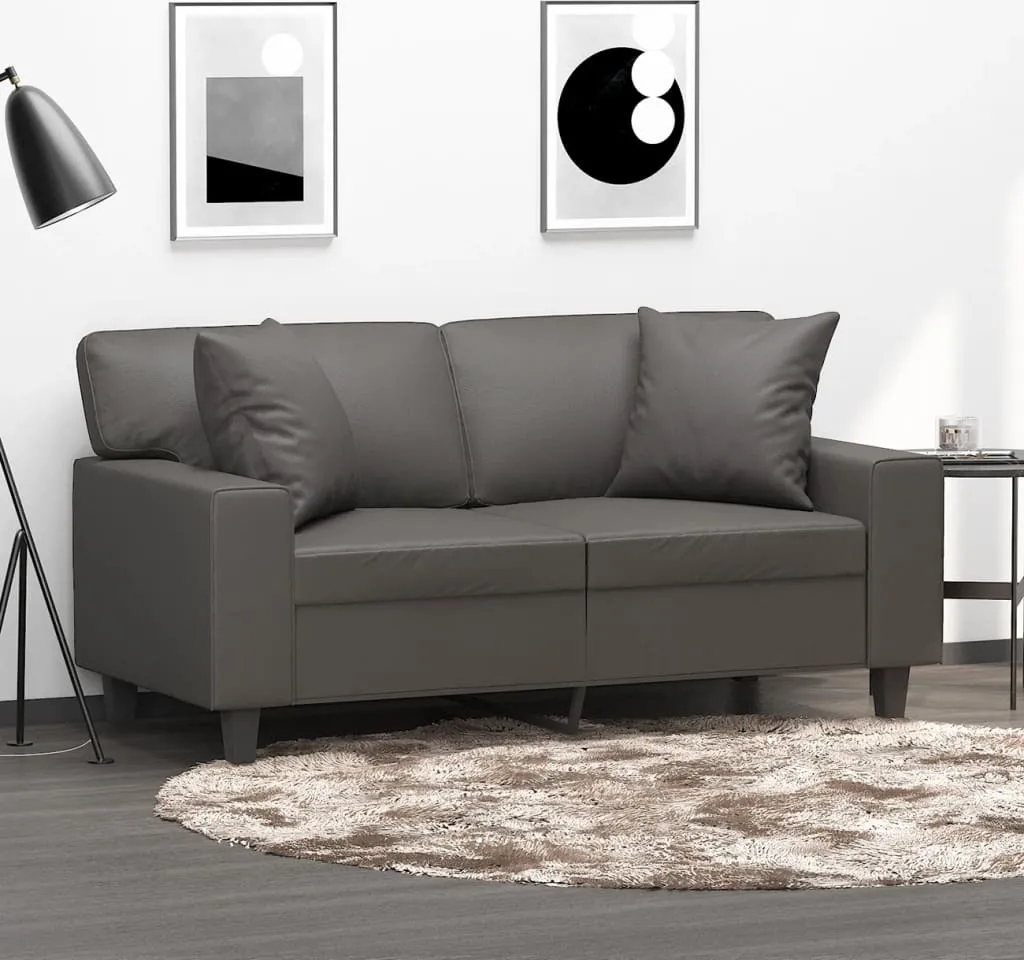 Coussins de Salon Gris 40x40 cm Simili Cuir pour Ambiance Loft Moderne