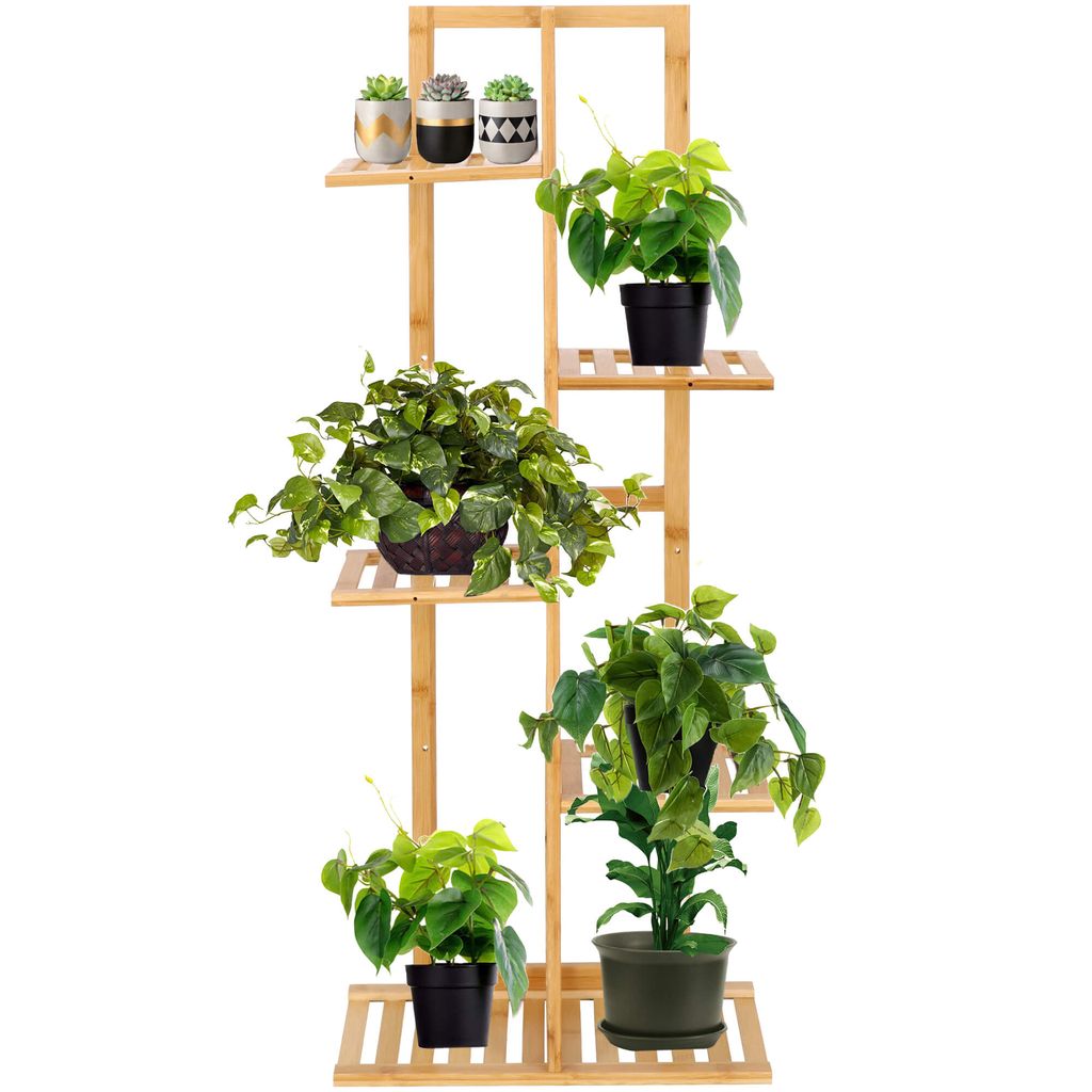 Blumenständer Blumentreppe aus Bambusholz 5 Ebenen Pflanzentreppe Pflanzenständer Balkon Wohnzimmer Garten Terrasse