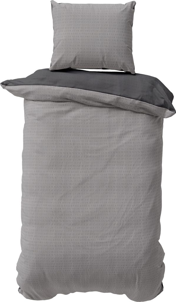 Seersucker Bettwäsche Uni Einfarbig Wende Doubleface Sommer Microfaser Garnitur, Größe:4 teilig 155x220 cm, Farbe:grau / anthrazit