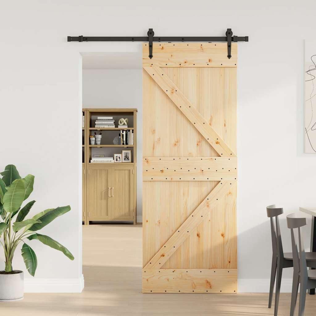 vidaXL Schiebetür mit Beschlag 80x210 cm Massivholz Kiefer