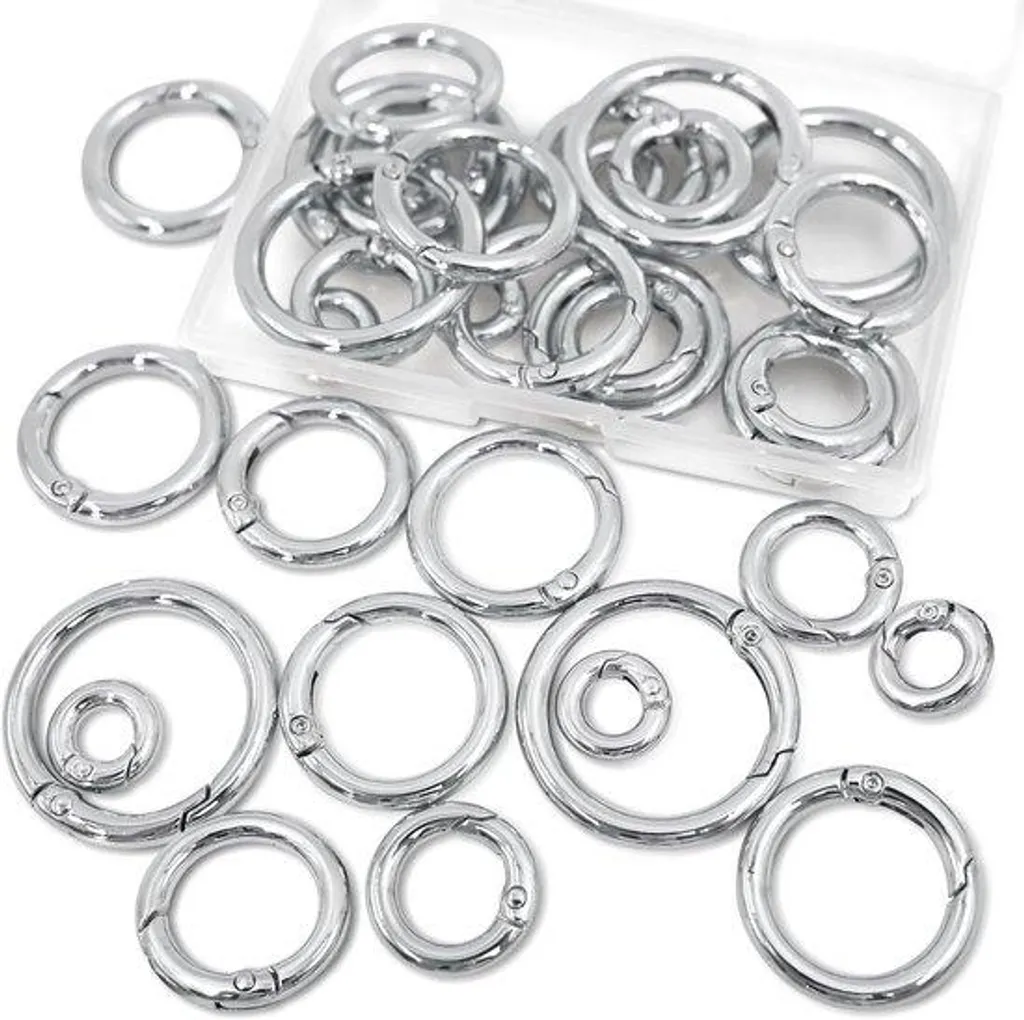 Mousquetons Ronds Argentés en Alliage de Zinc, Pack de 20 Pièces
