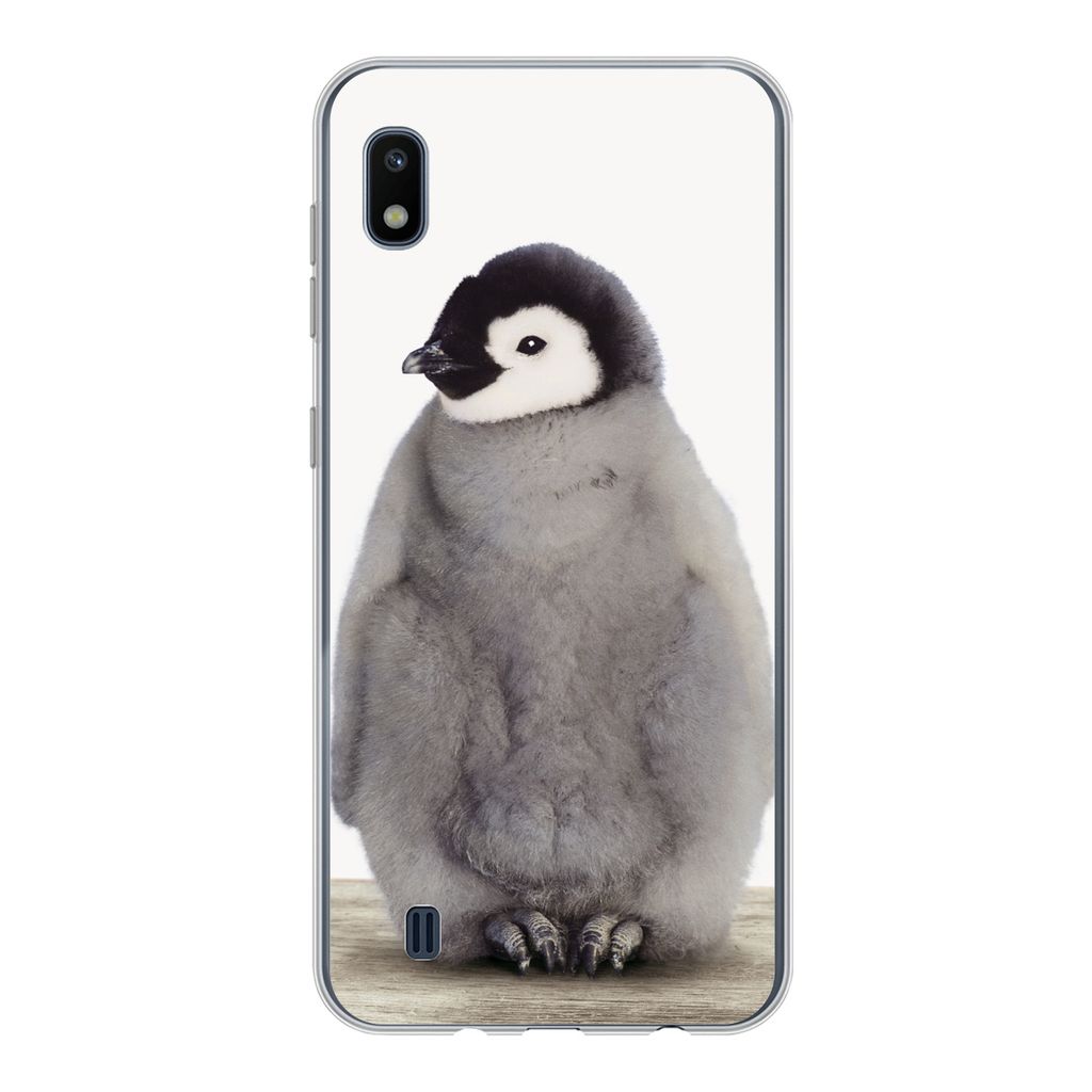 MuchoWow Handyhülle Schutzhülle Hülle für Samsung Galaxy A10 Kinder - Pinguin - Grau - Tiere - Mädchen - Jungen Silikon Softcase Handy Hüll...