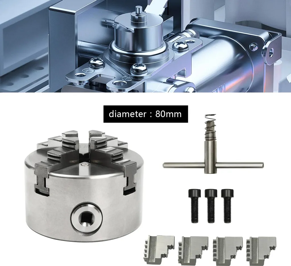 Mandrin 80 mm à 4 mors autocentrants réversibles en acier haute précision - 2