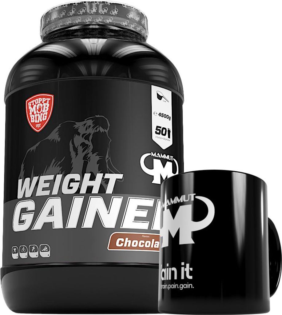 Mammut Nutrition - Weight Gainer 4500 g Dose - 50 Portionen + GRATIS Keramik Tasse, Geschmack: Schoko